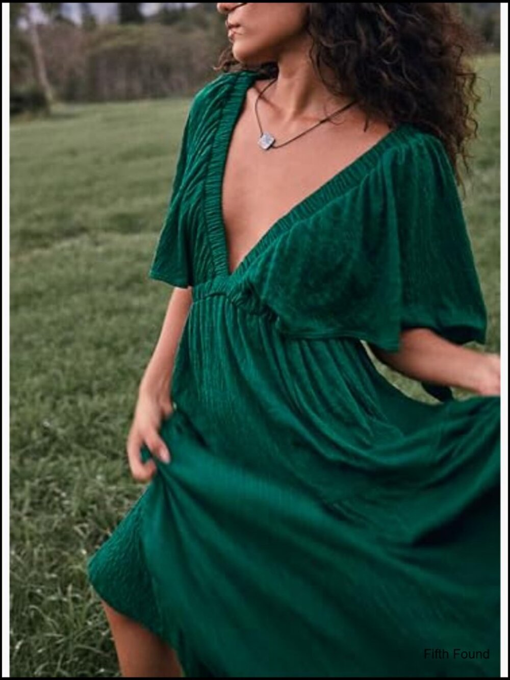 Sexy V-Neck Maxi Dress Flutter Sleeve Backless Tiered A-Line Flowy - Picture 5 of 7